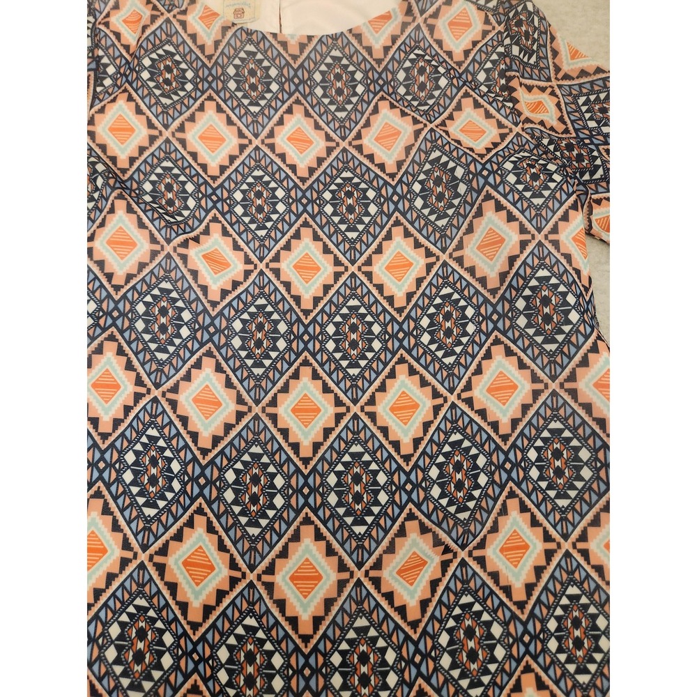 Marmellata Dress Girls 14 Blue Orange Geometric‎ Print Long Sleeve Lined A-Line - Picture 7 of 15